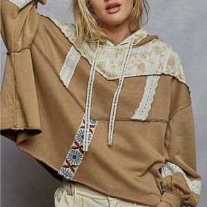 POL Tan Patchwork Hoodie